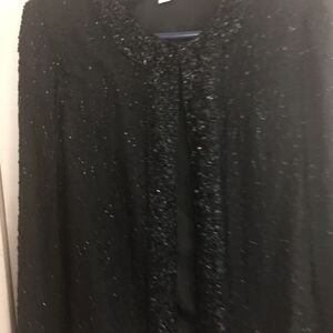 BLACK SEQUINED EVENING JACKET S 8 BY Lawrence Kazar.